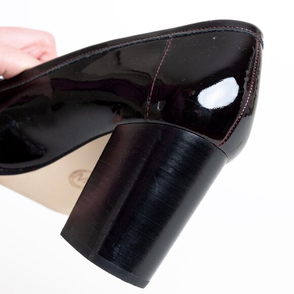 Michael Kors Buchanan Burgundy Patent Block Heel Loafers Preppy - Picture 10 of 16